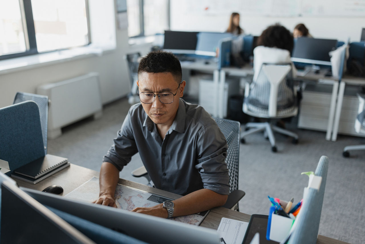 man working in office