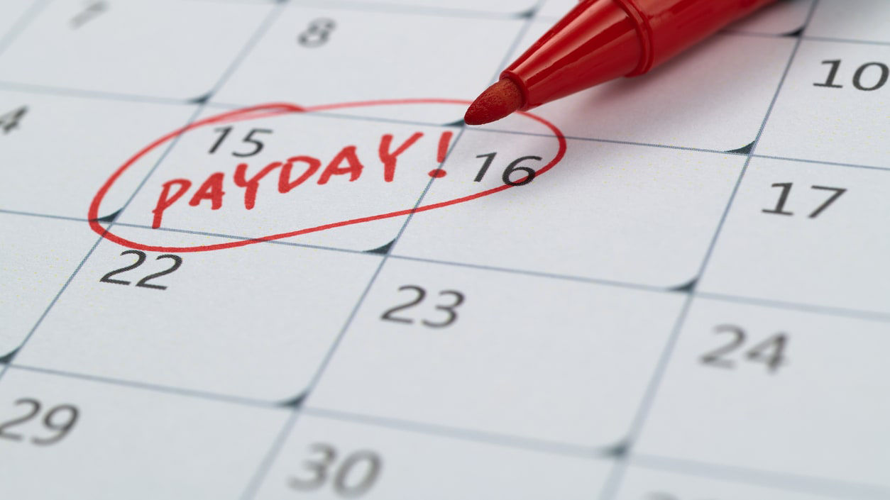 A calendar with the word payday written on it.