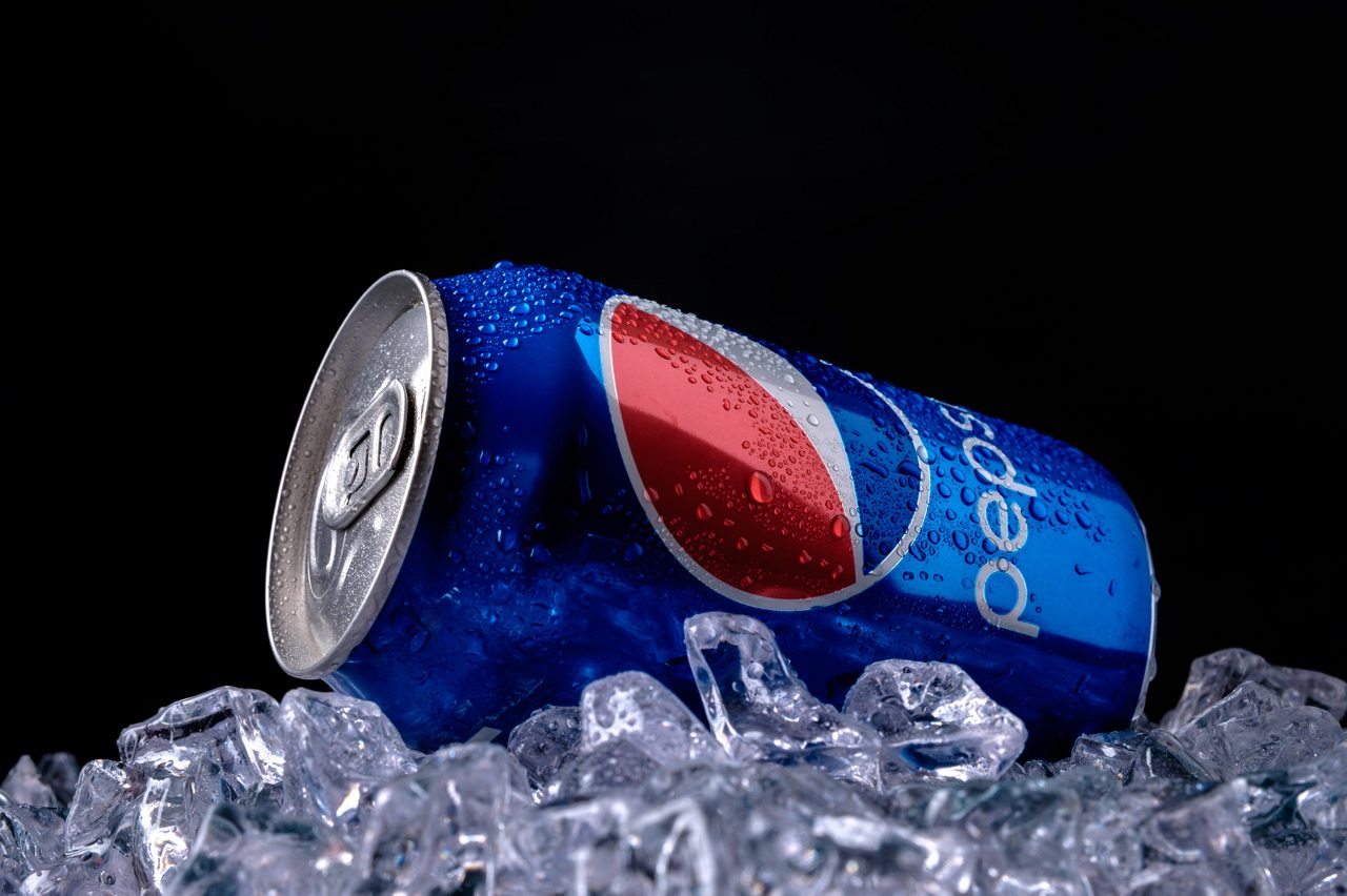 Can of Pepsi Cola on ice
