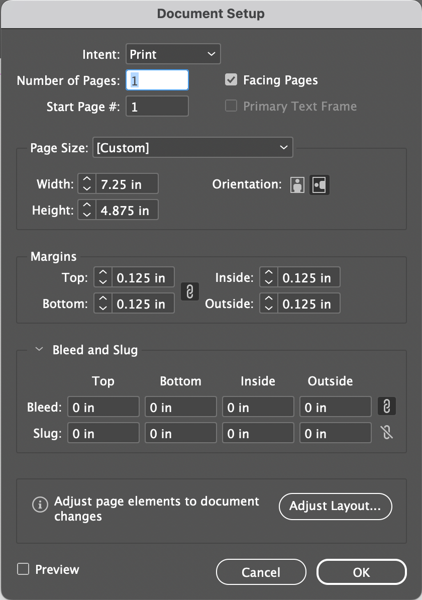 Document Setup