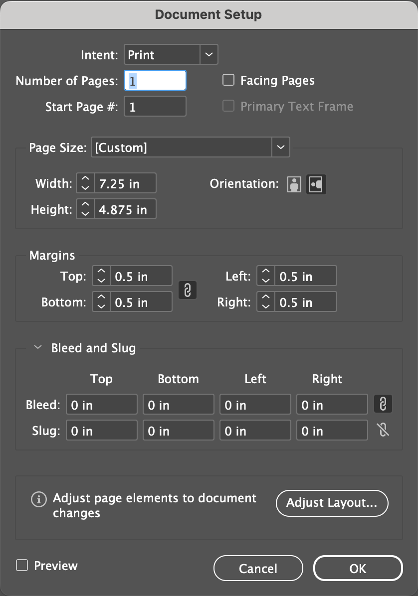 Document Setup