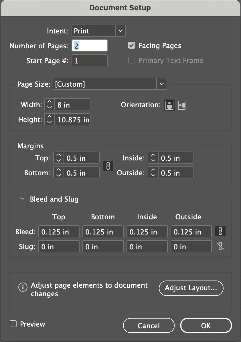 Document Setup