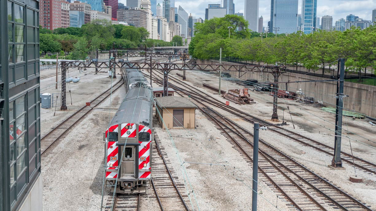 A train is on the tracks.