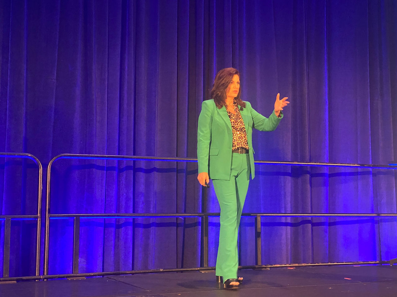 Reagan Kelley speaking on stage at SHRM26
