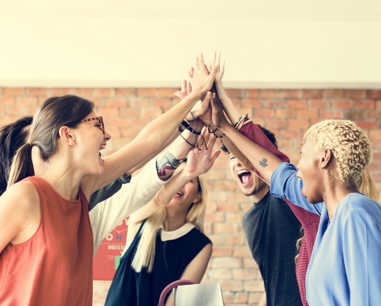 Teamwork Power Successful Meeting Workplace Concept