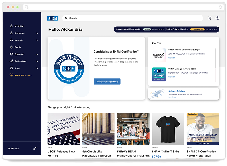 SHRM Dashboard Screenshot