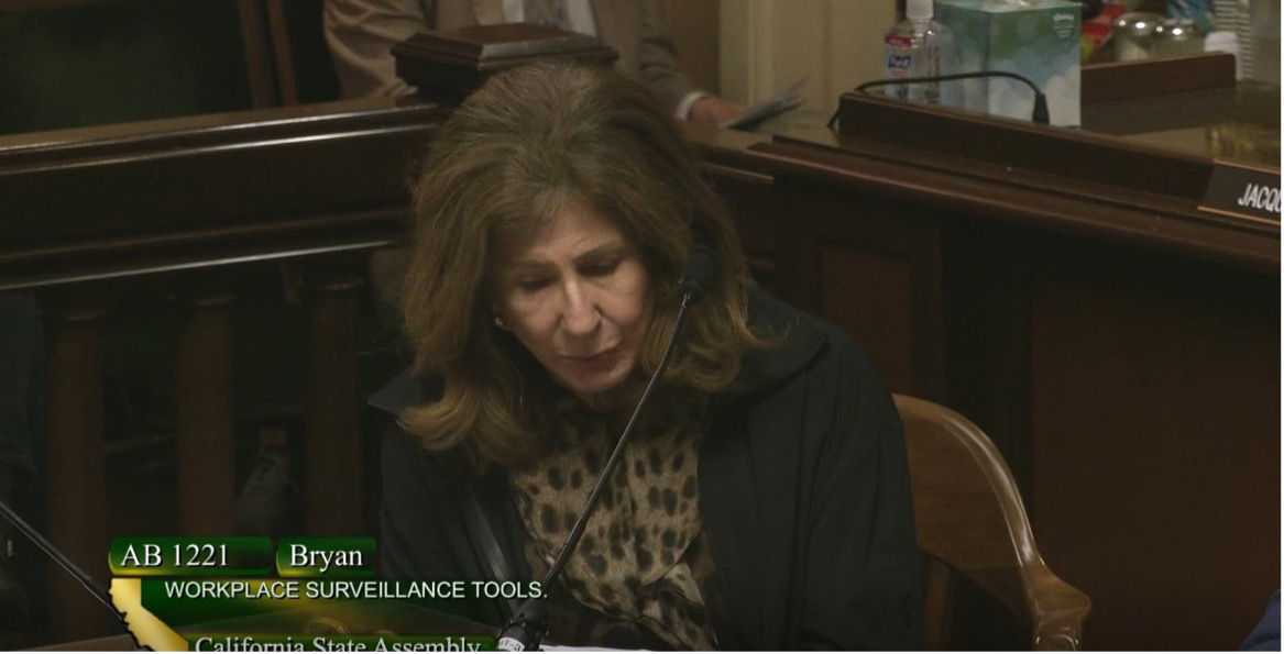 Hedy Holmes testified before the California Assembly