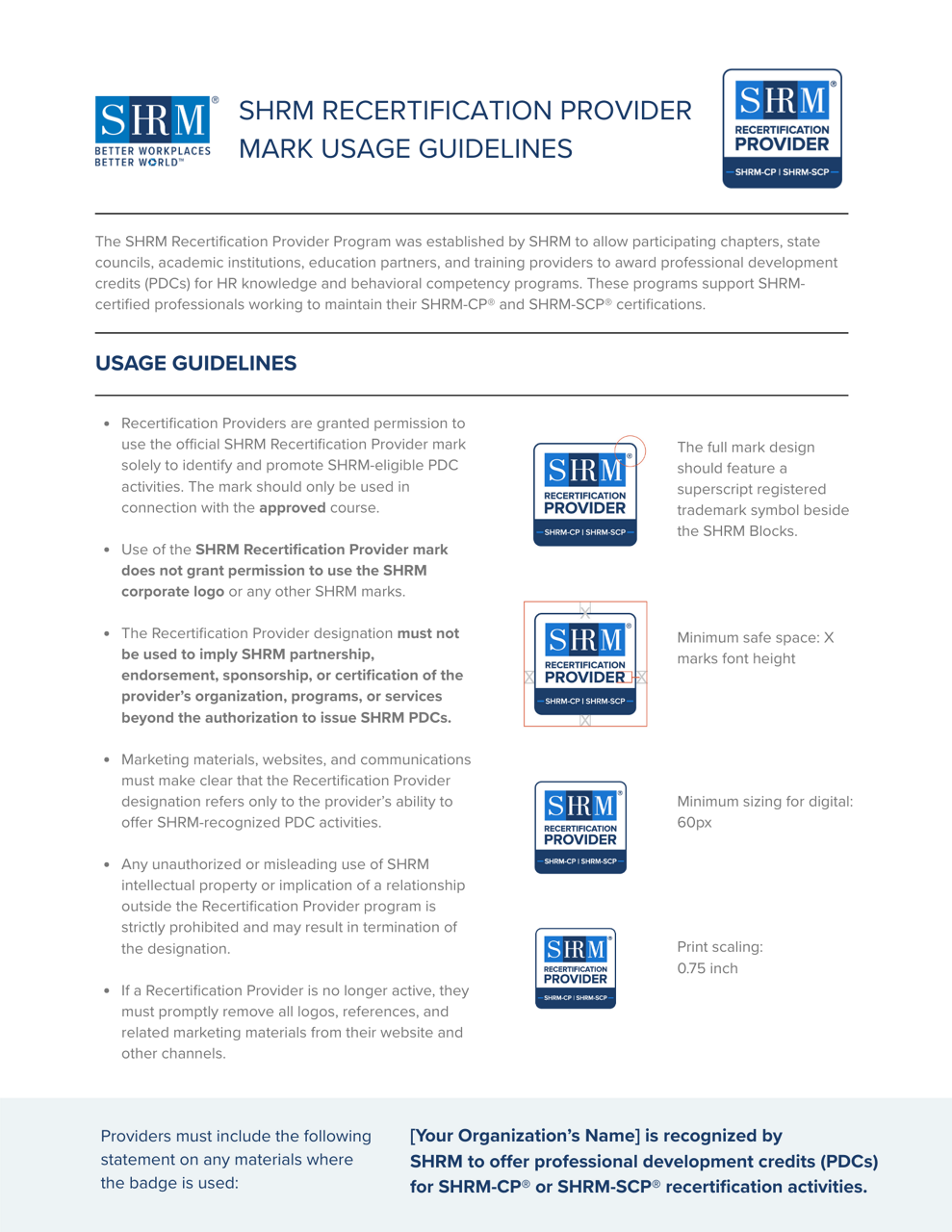 Recertification Provider Mark Updates - 1