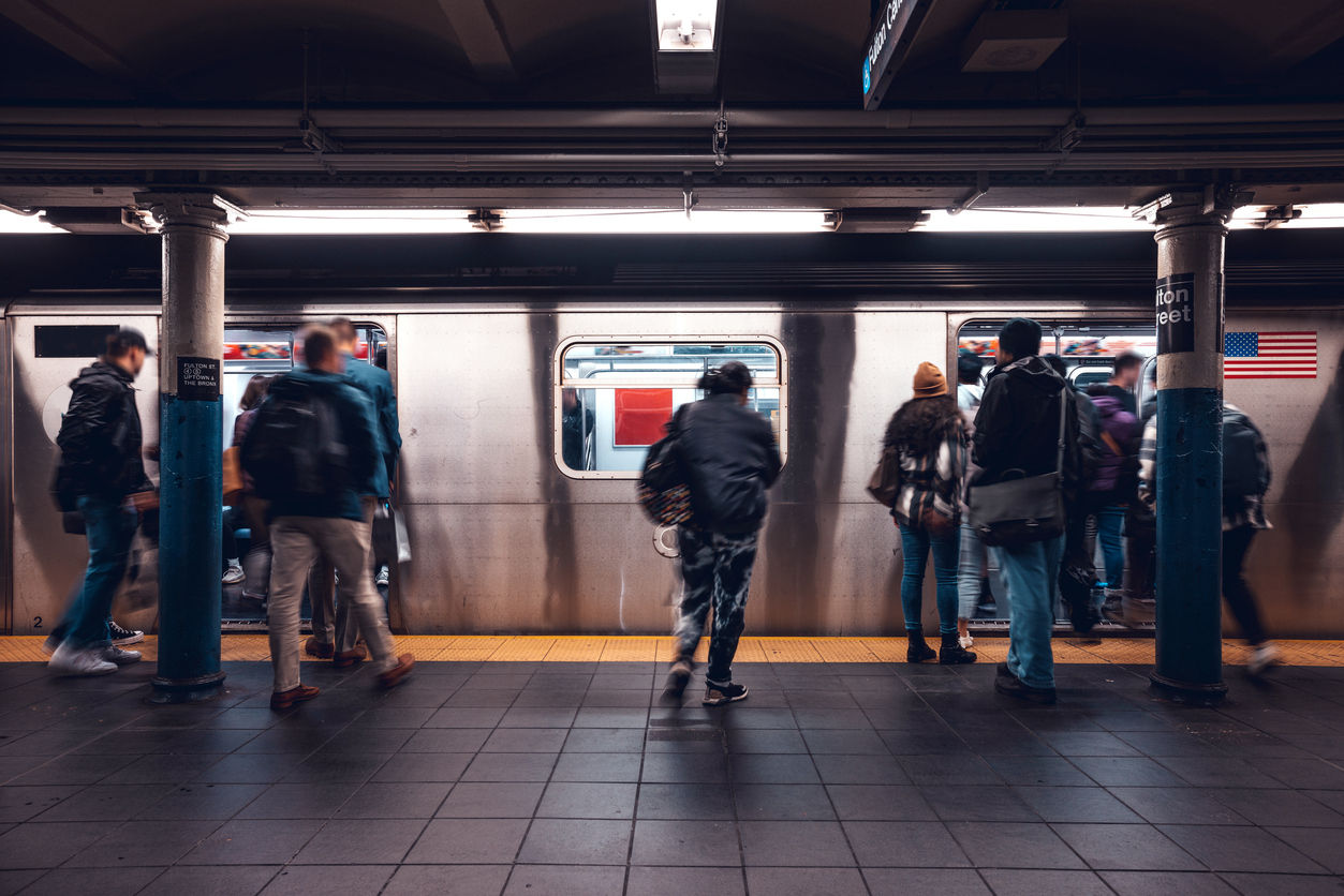 people waiting at NYC subway