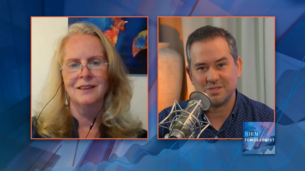 Susie Alegre and Host Justin Brady on SHRM's Tomorrowist Podcast