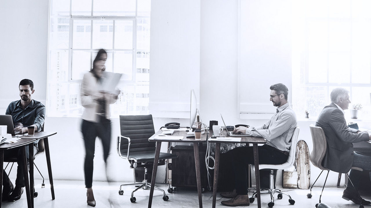 people working in open office