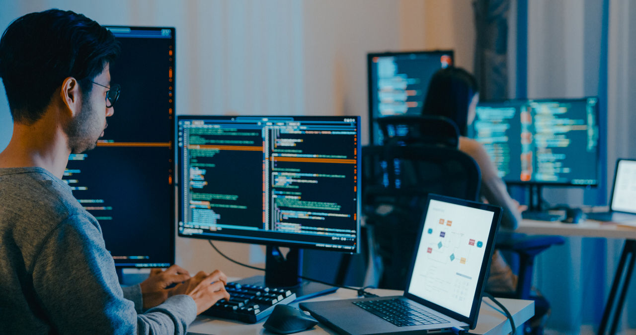 Tech workers in an office