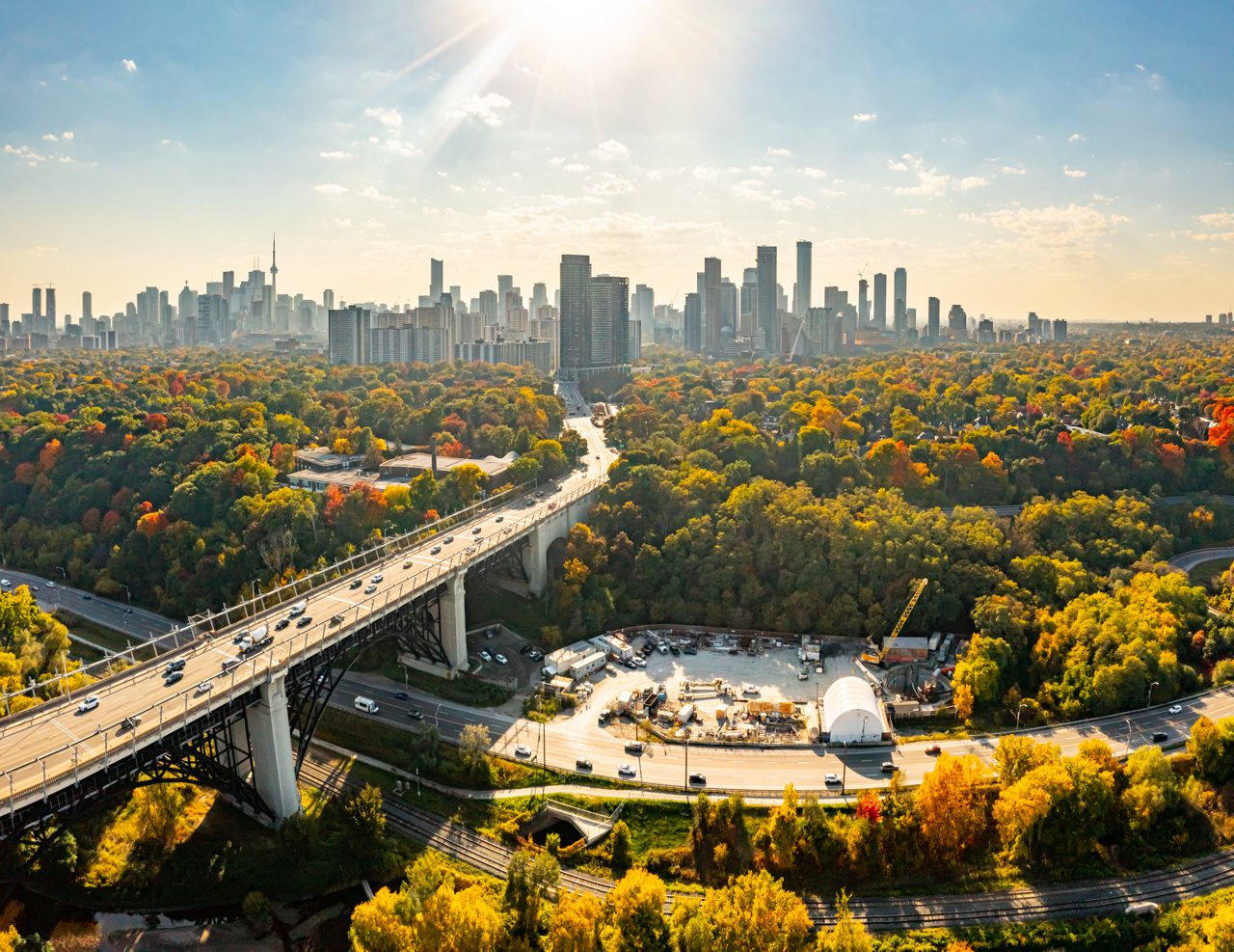 Toronto skyline in the distance.