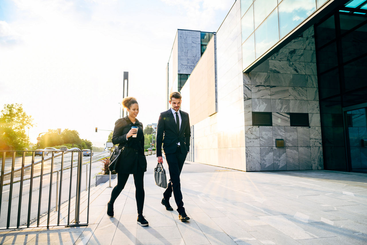 walking colleagues office