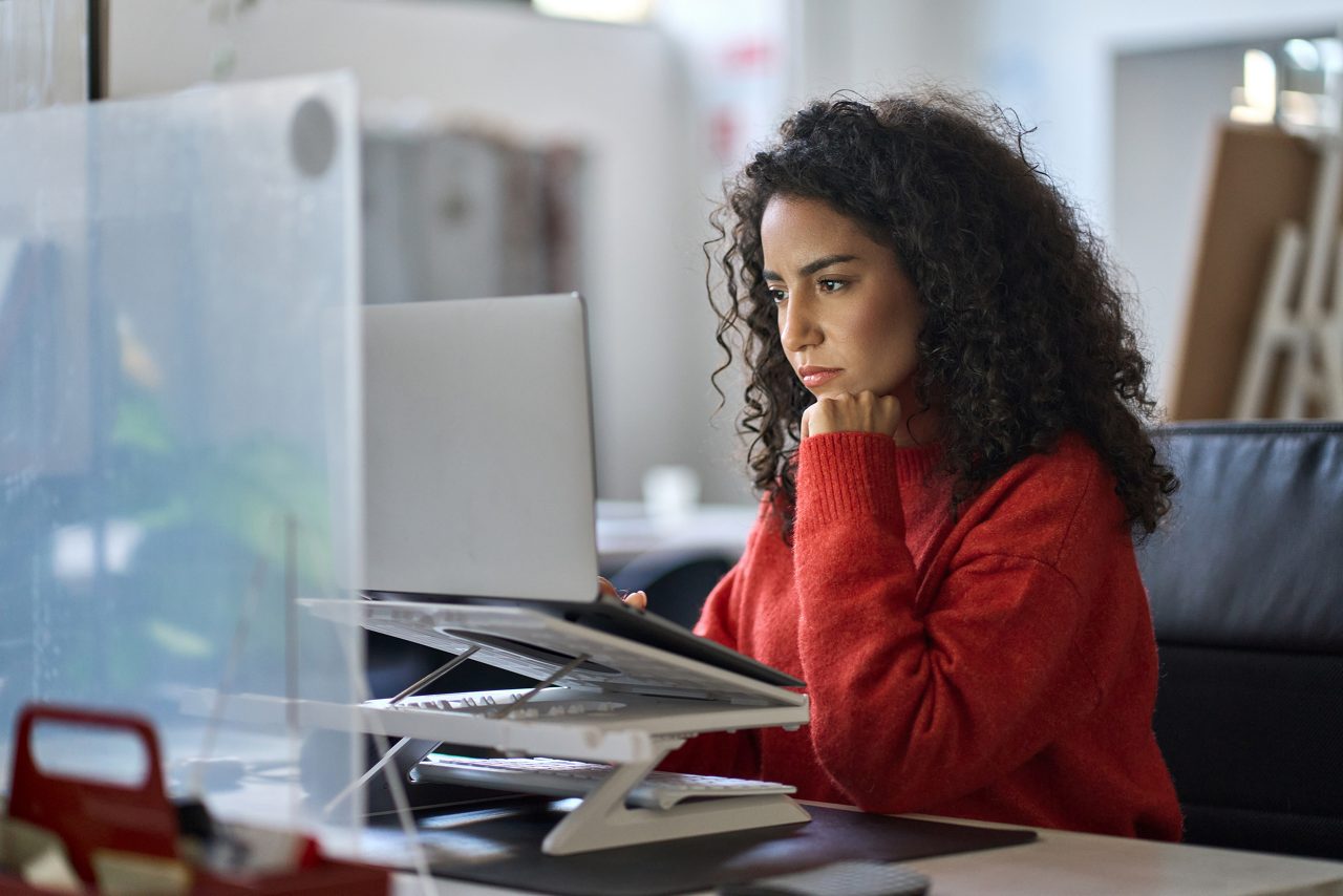 woman at computer in office