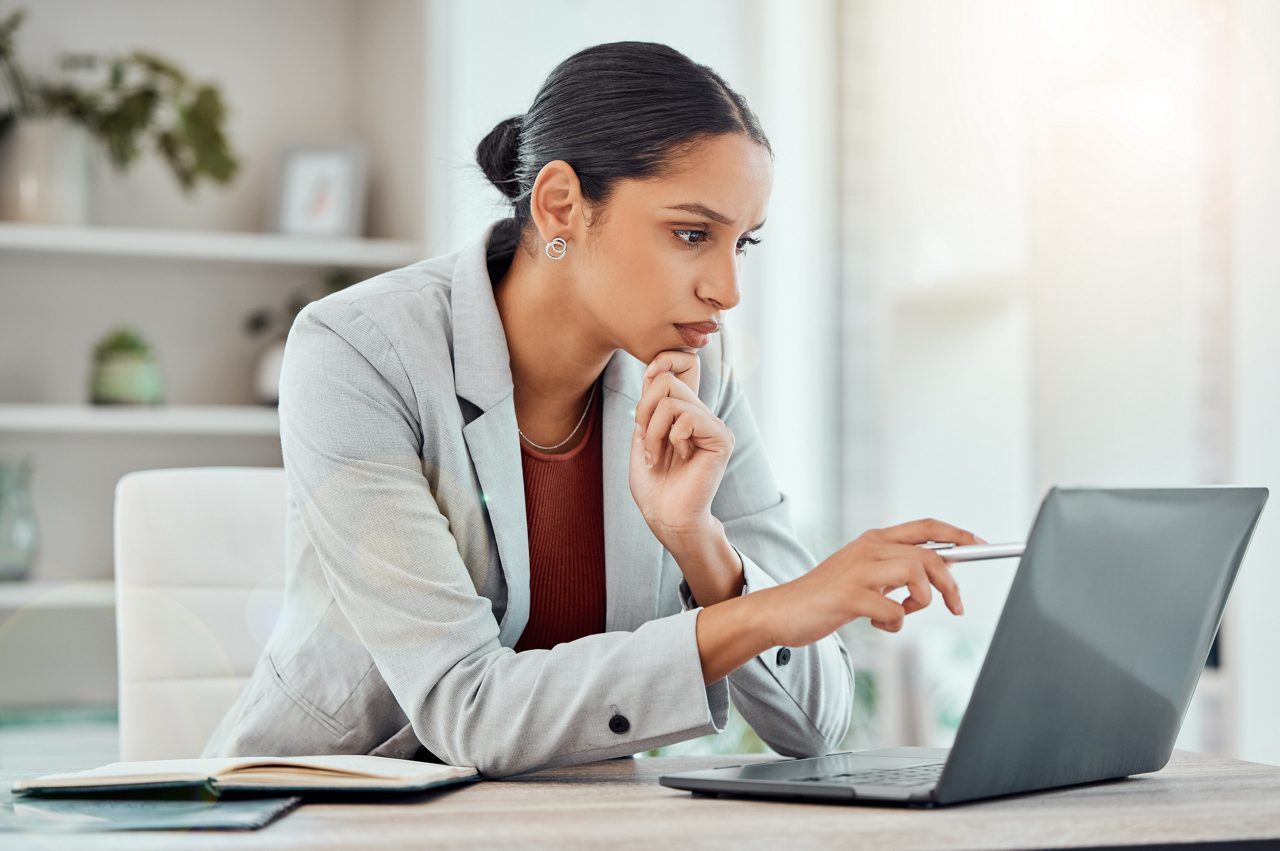 woman focused office