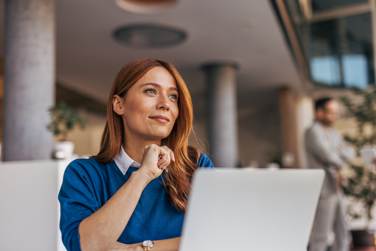 woman working on laptop