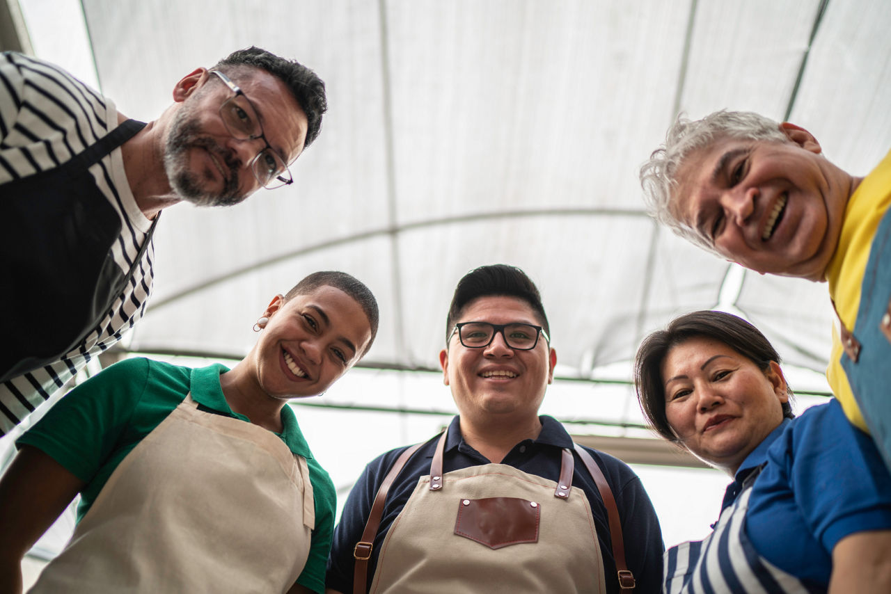 Partners Embracing at Teamwork Concept