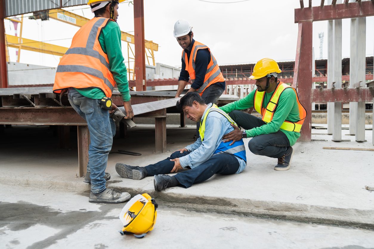 Worker who injured his leg at a construction site.