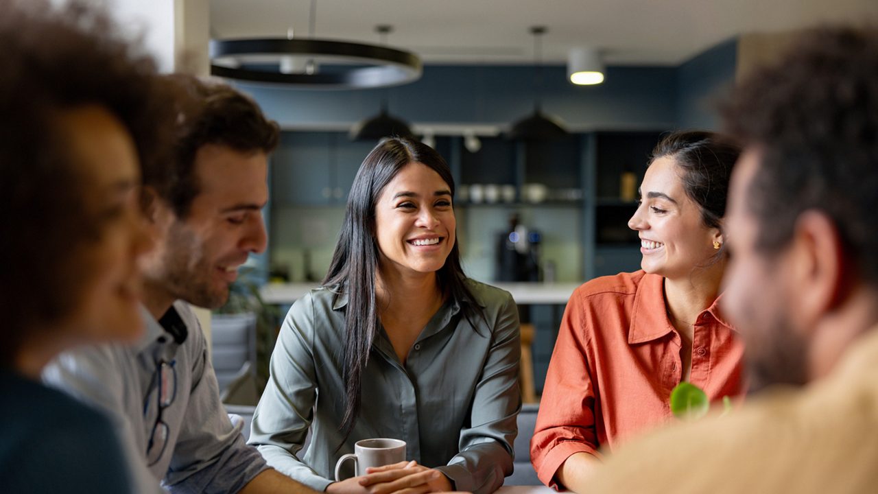 Workers in the break room