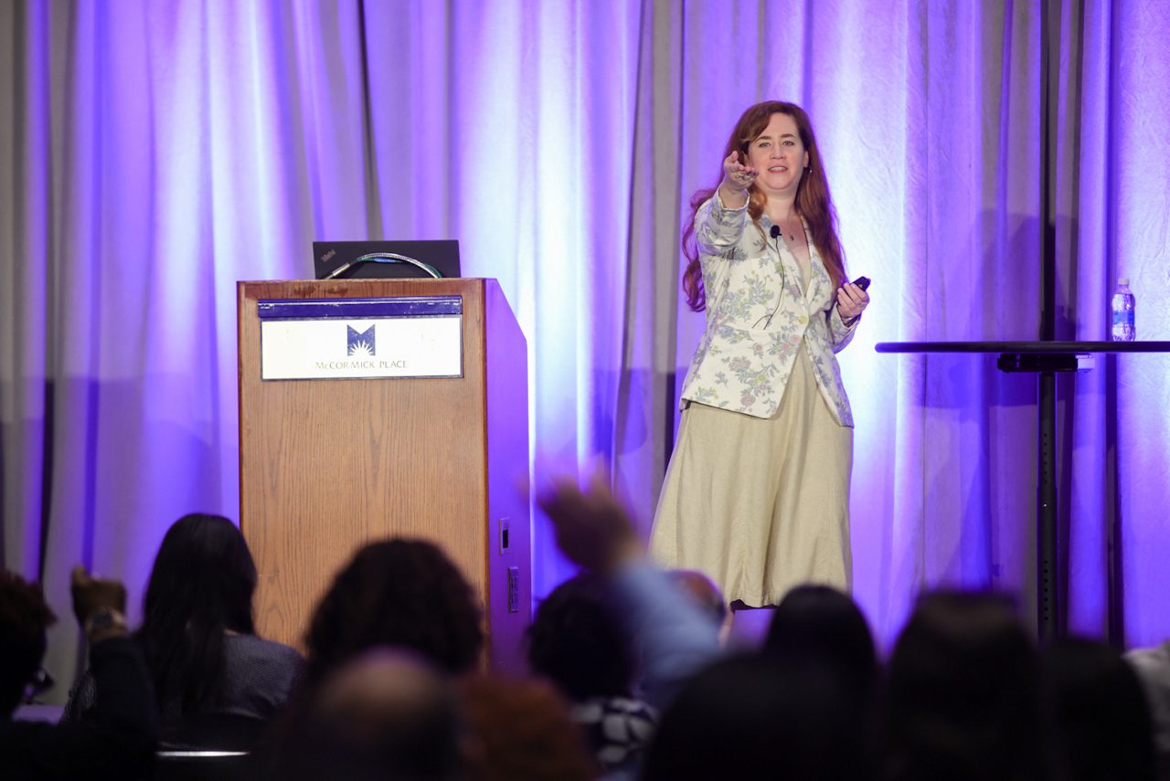 Trainer and facilitator Holly O’Hern during her June 24 session “Working While Heartbroken: Supporting Co-workers in Grief” at the SHRM Annual Conference & Expo 2024 (SHRM24) in Chicago.