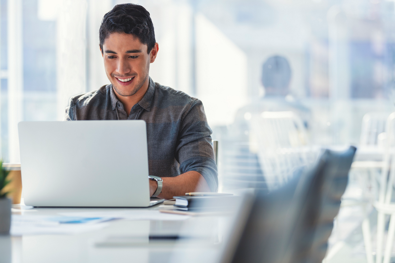 Student on laptop learning