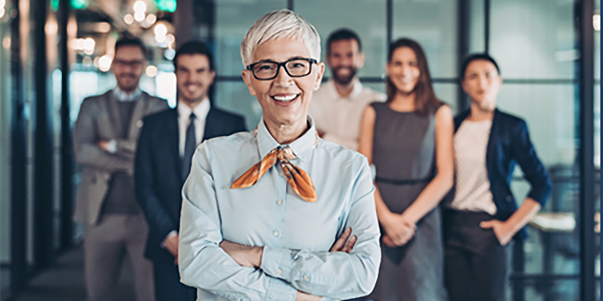 Group of business people with woman standing in the front