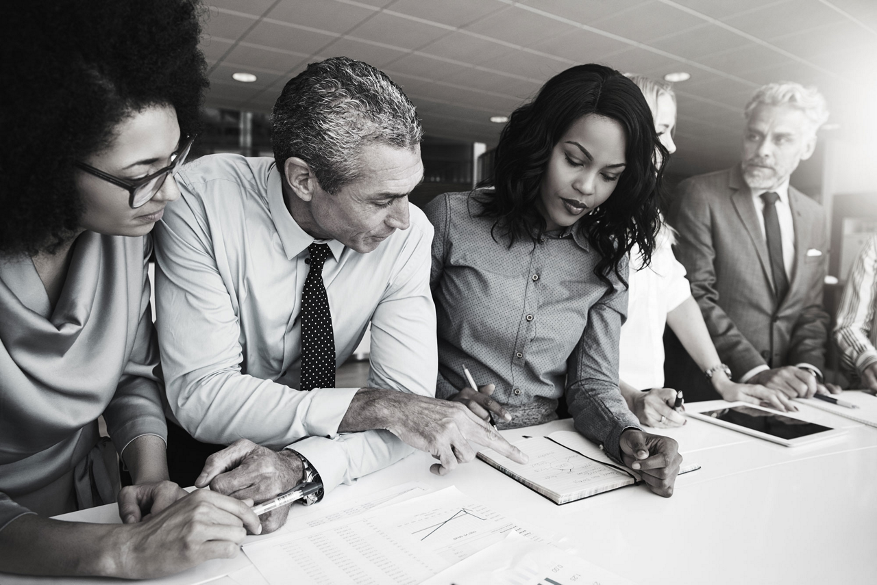 executives looking over reports