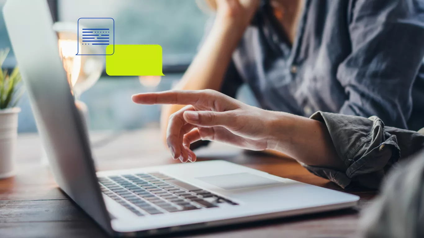 Woman working on laptop in casual setting