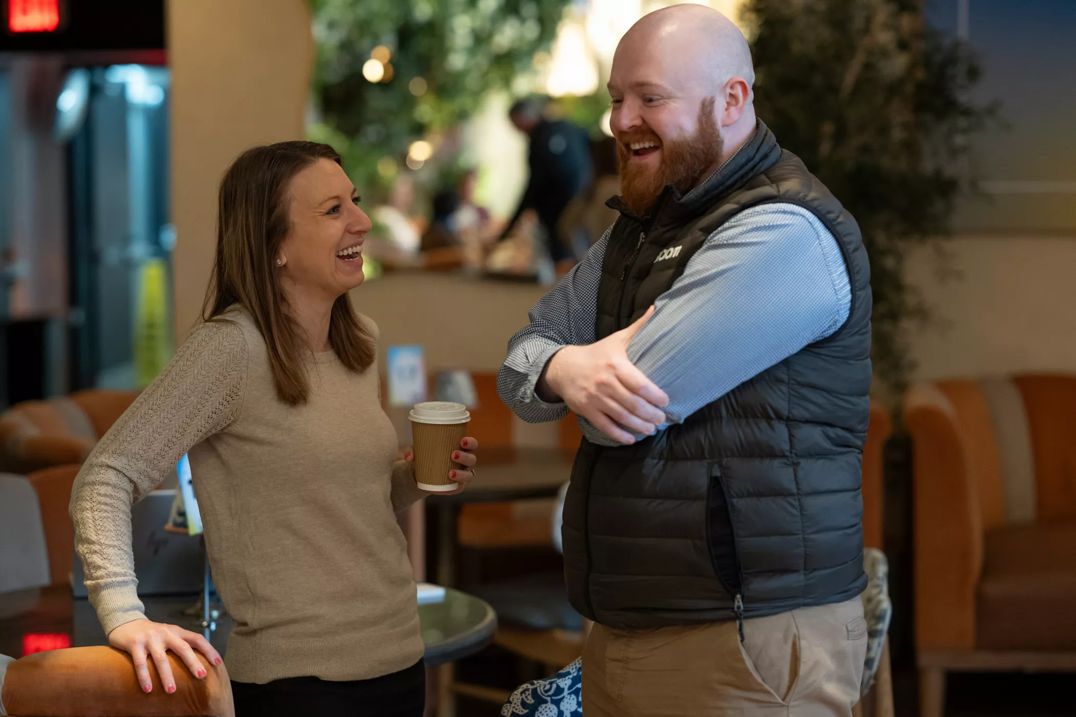 Two people in conversation