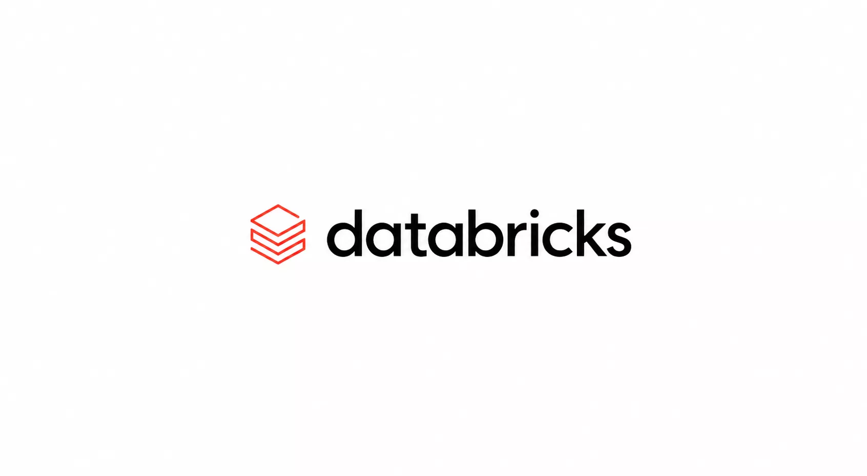 The image features the Databricks wordmark in black lowercase text centered on a white background. To the left of the text is a red geometric cube-like icon composed of stacked outlines. The overall design is minimalistic, with strong contrast between the red icon, black text, and white space. The composition emphasizes clarity and modern tech branding aesthetics.