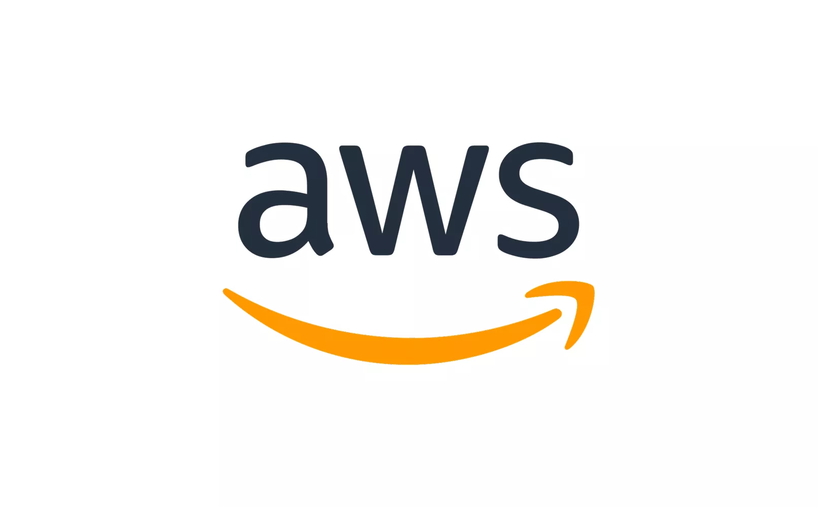 The image features the lowercase letters "aws" in a dark blue sans-serif typeface centered on a white background. Beneath the text is a curved orange swoosh resembling a smile, extending from left to right. The design is minimalistic, using only dark blue and orange elements with ample white space. The composition emphasizes the wordmark and the dynamic curved accent.