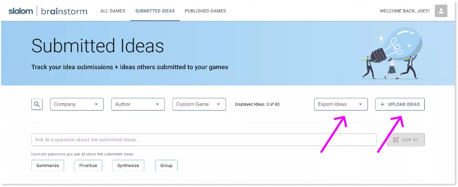 Cross-Game Functionality - Upload and Export
