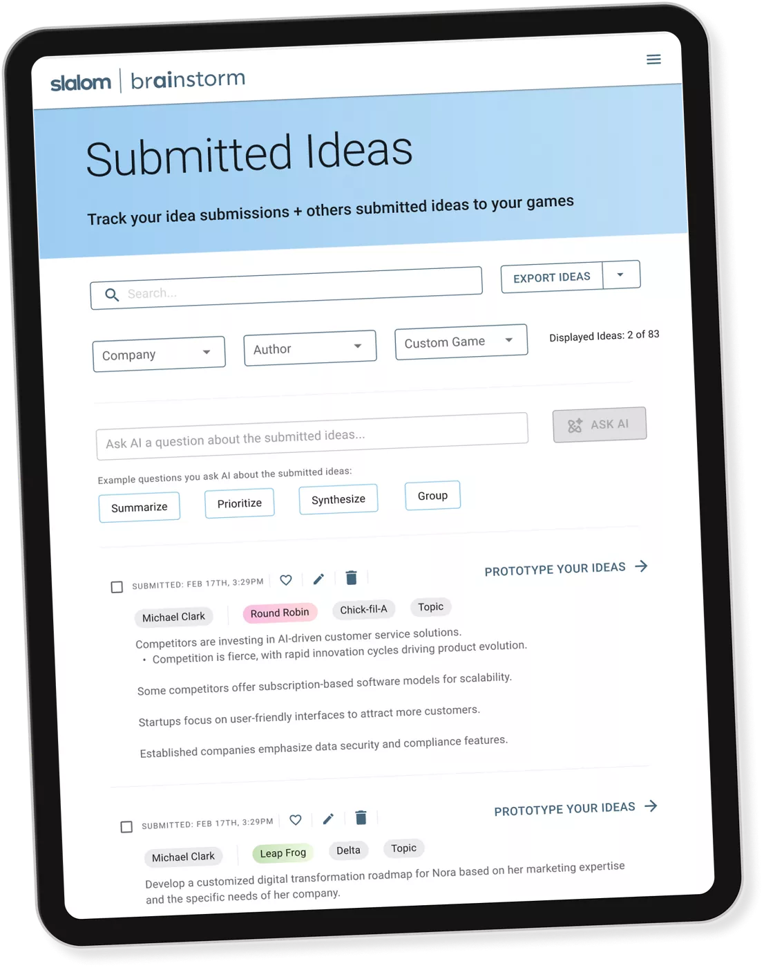 How Brainstorm Works iPad Submitted Ideas