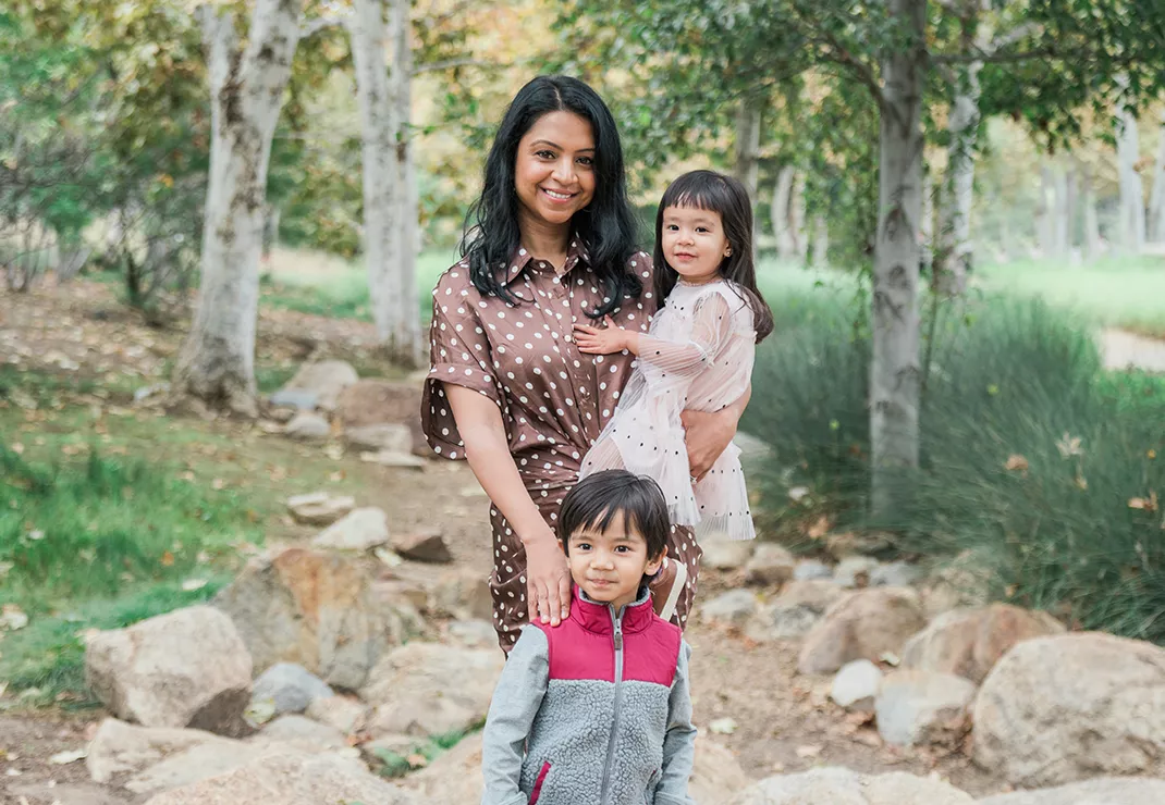 Slalom General Manager Pritha Sridharan and family at park.