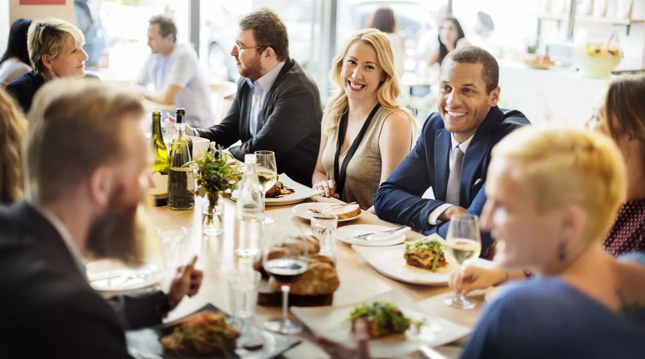 Group dining at a modern restaurant