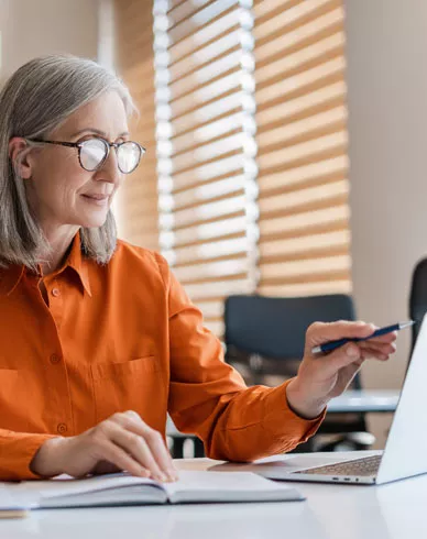 Woman working on laptop