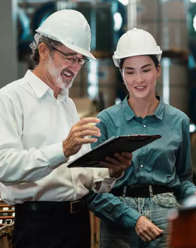 A team of people review data to make clean energy improvements.