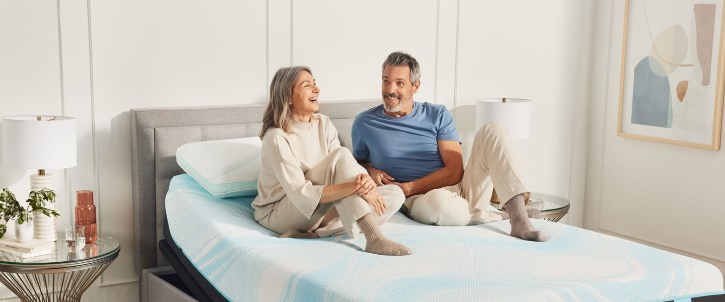 Couple on adjustable frame bed