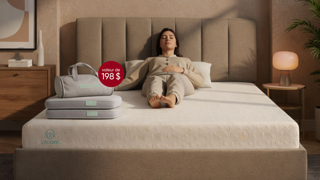 Mère fille assise sur le lit Bloom