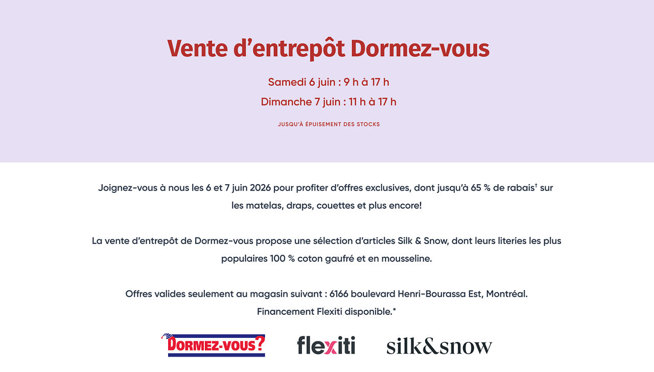 Vente D'Entrepot Dormez-vous