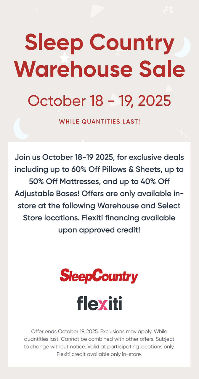 Sleep Country Warehouse Sale 2025