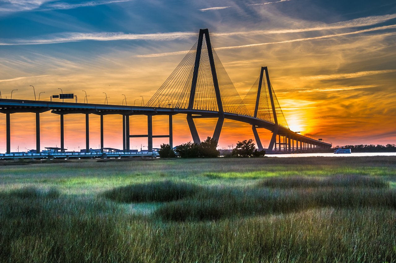 charleston bridge sunset