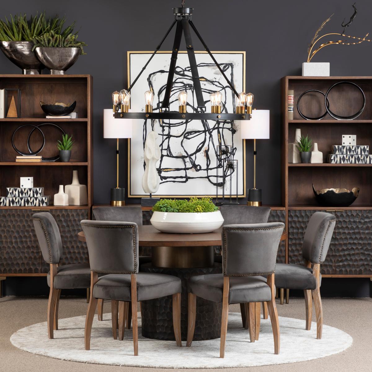 Santa Cruz 5 Piece Dining Set w Mindy Upholstered Side Chair