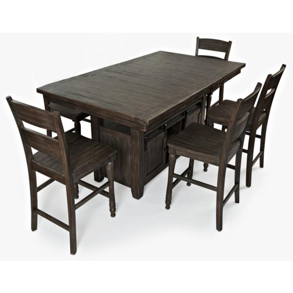 Ginger 5 Piece Counter Height Barnwood Dining Set