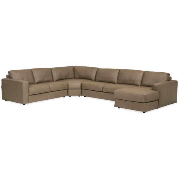 Rocco Leather 4 Piece Chaise Sectional (RAF)