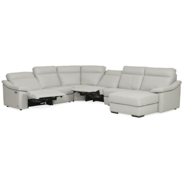 Urban Cement Leather 6 Piece Power Reclining Chaise Sectional (RAF)