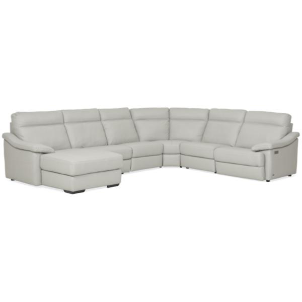 Urban Cement Leather 6 Piece Power Reclining Chaise Sectional (LAF)