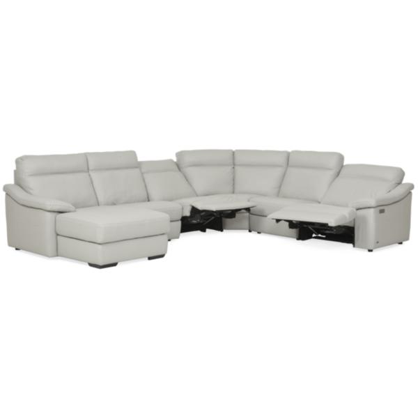 Urban Cement Leather 6 Piece Power Reclining Chaise Sectional (LAF) image number 3
