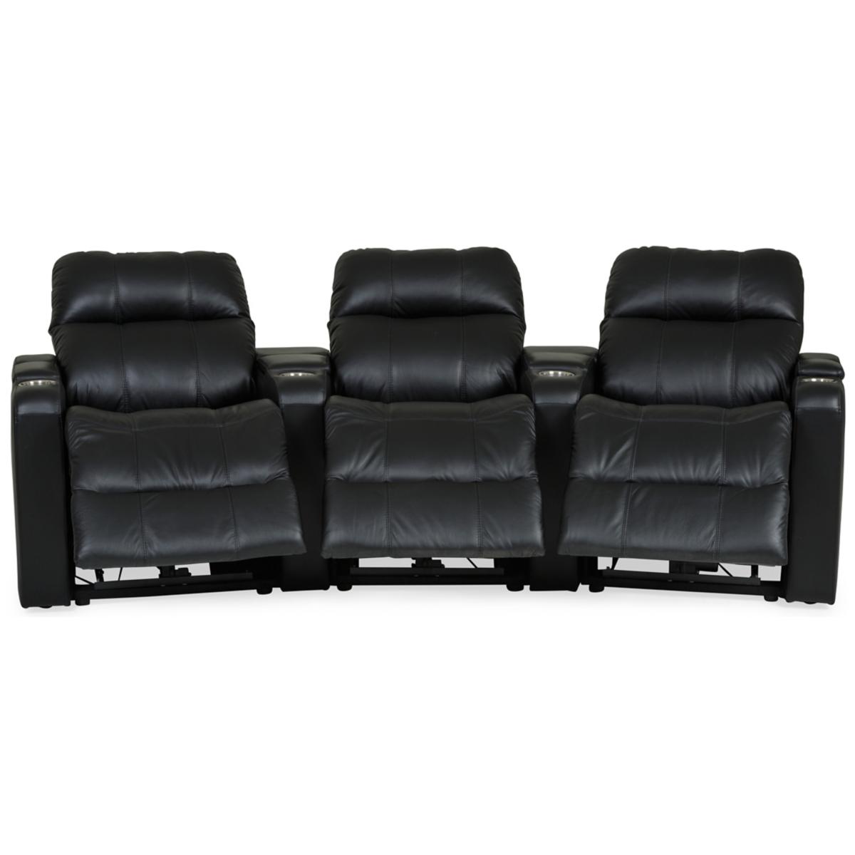 Soundtrack Leather Power Reclining Home Theater Sectional Jet